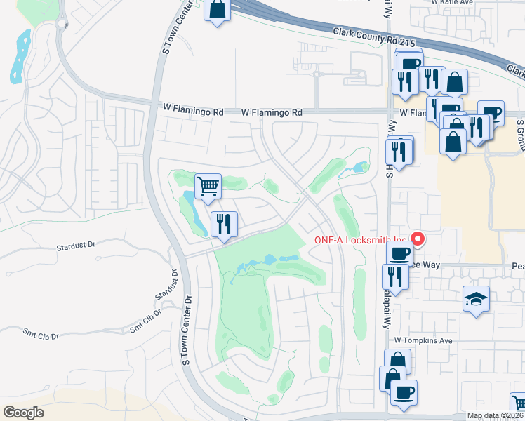 map of restaurants, bars, coffee shops, grocery stores, and more near 10534 Mandarino Avenue in Las Vegas