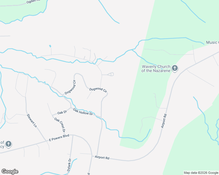 map of restaurants, bars, coffee shops, grocery stores, and more near 203 Dogwood Circle in Waverly