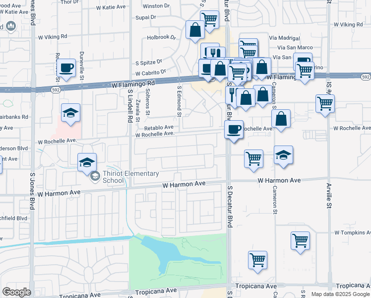 map of restaurants, bars, coffee shops, grocery stores, and more near 5081 River Glen Drive in Las Vegas
