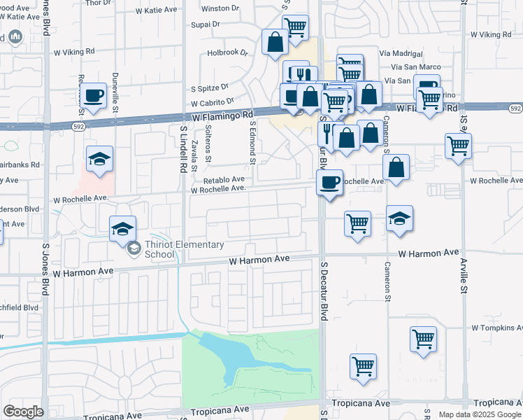 map of restaurants, bars, coffee shops, grocery stores, and more near 5081 River Glen Drive in Las Vegas