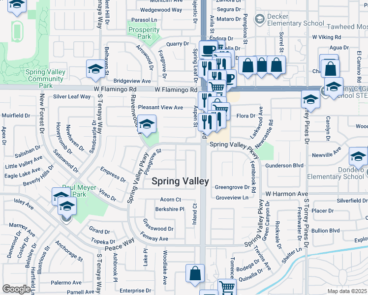 map of restaurants, bars, coffee shops, grocery stores, and more near in Las Vegas