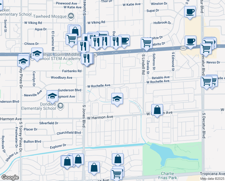 map of restaurants, bars, coffee shops, grocery stores, and more near 228 Duneville Street in Las Vegas