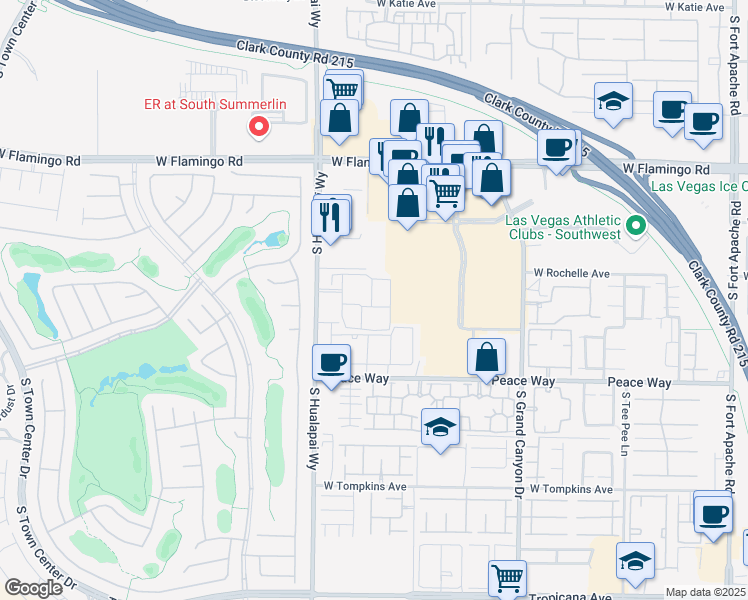 map of restaurants, bars, coffee shops, grocery stores, and more near 4350 South Hualapai Way in Las Vegas