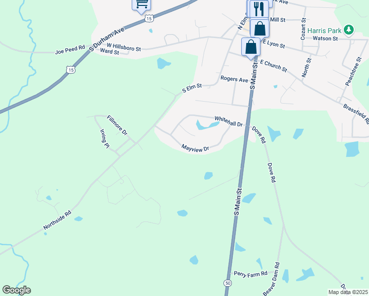 map of restaurants, bars, coffee shops, grocery stores, and more near 337 Howland Court in Creedmoor