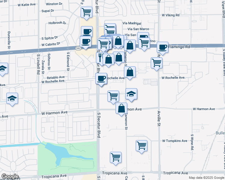 map of restaurants, bars, coffee shops, grocery stores, and more near in Las Vegas