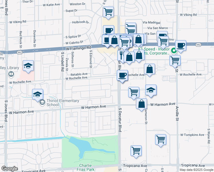 map of restaurants, bars, coffee shops, grocery stores, and more near 4961 River Glen Drive in Las Vegas