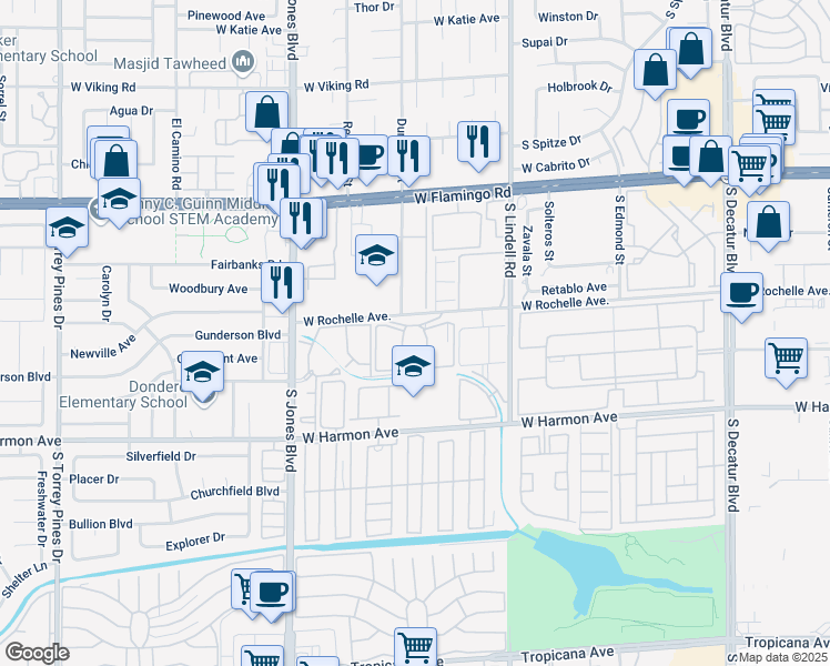 map of restaurants, bars, coffee shops, grocery stores, and more near 4297 Rollingstone Drive in Las Vegas