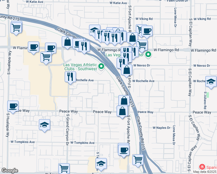 map of restaurants, bars, coffee shops, grocery stores, and more near 9554 Meridian Park Avenue in Las Vegas