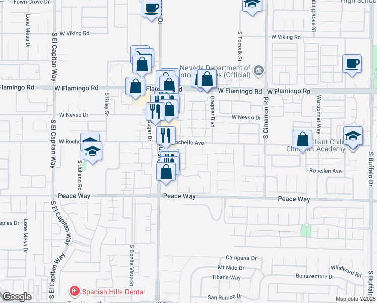 map of restaurants, bars, coffee shops, grocery stores, and more near 4306 Spruce Grove Street in Las Vegas