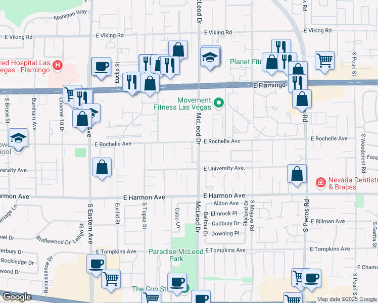 map of restaurants, bars, coffee shops, grocery stores, and more near 4329 Murillo Street in Las Vegas