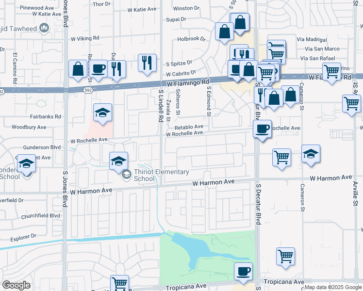 map of restaurants, bars, coffee shops, grocery stores, and more near 5314 River Glen Drive in Las Vegas