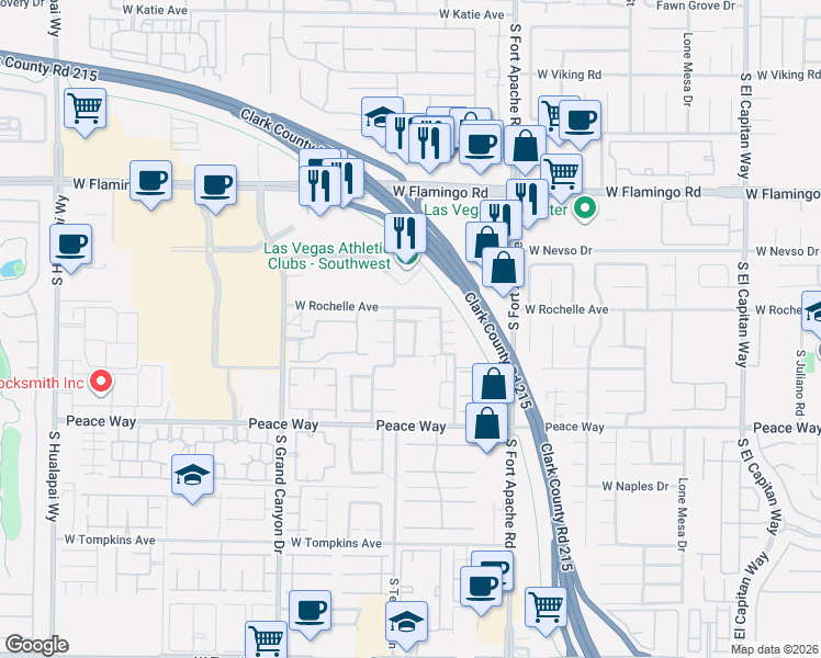 map of restaurants, bars, coffee shops, grocery stores, and more near 9554 Meridian Park Avenue in Las Vegas