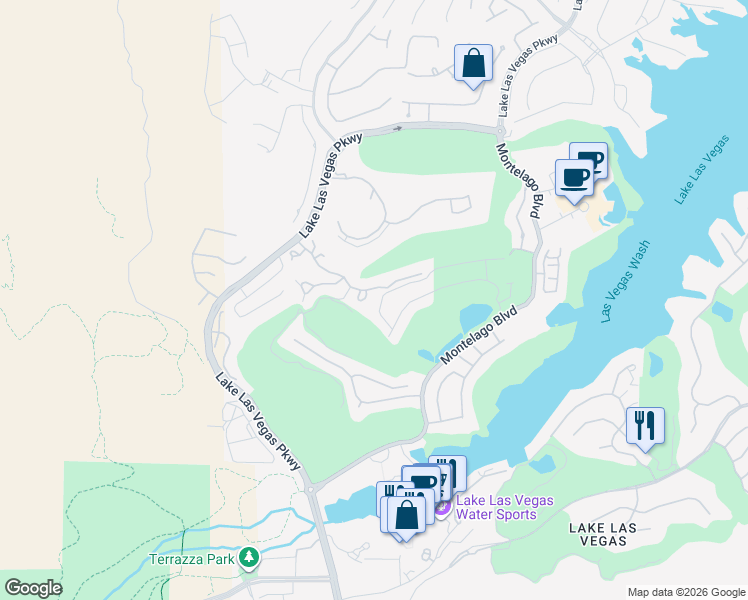 map of restaurants, bars, coffee shops, grocery stores, and more near 80 Strada Principale in Henderson