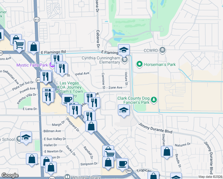 map of restaurants, bars, coffee shops, grocery stores, and more near 4329 Chocolate Street in Las Vegas