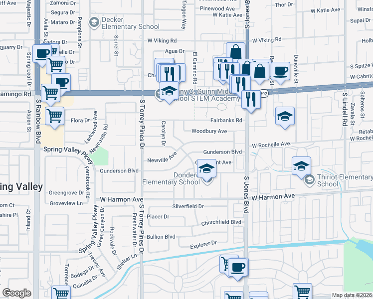 map of restaurants, bars, coffee shops, grocery stores, and more near 4316 Ridgeville Street in Las Vegas