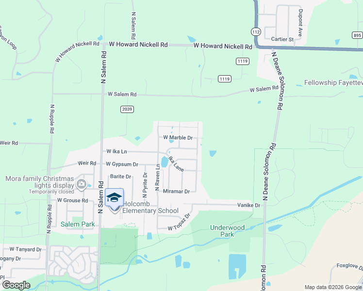map of restaurants, bars, coffee shops, grocery stores, and more near 2899 West Marble Drive in Fayetteville