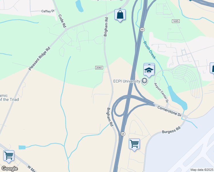 map of restaurants, bars, coffee shops, grocery stores, and more near 690 Brigham Road in Greensboro