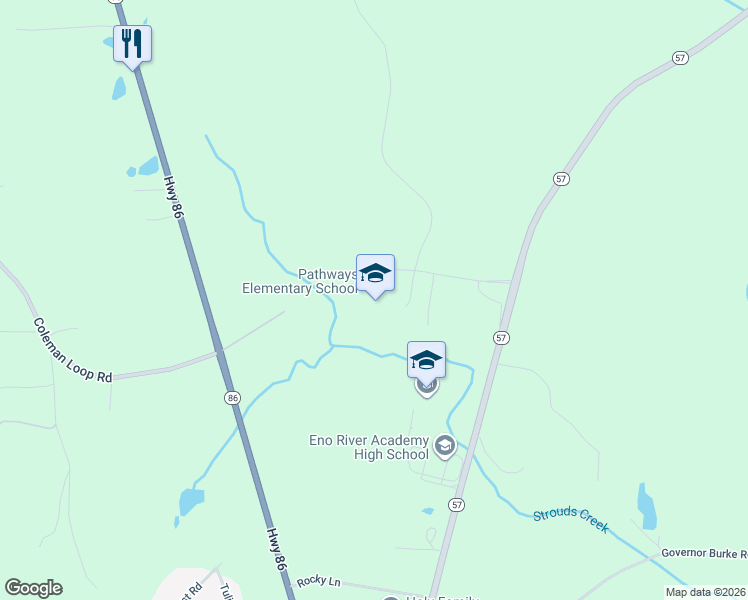 map of restaurants, bars, coffee shops, grocery stores, and more near 431 Strouds Creek Road in Hillsborough
