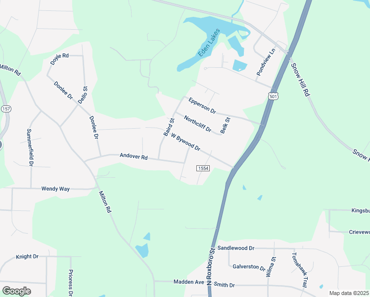 map of restaurants, bars, coffee shops, grocery stores, and more near 309 West Bywood Drive in Durham