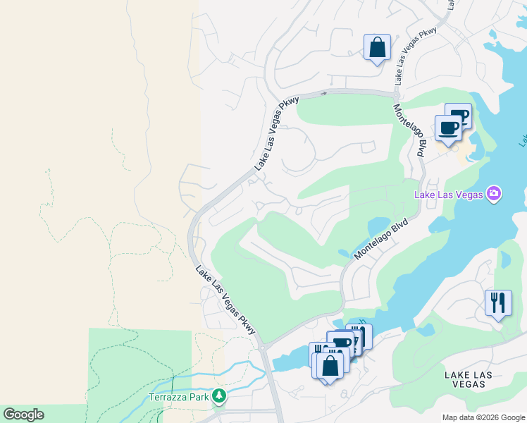map of restaurants, bars, coffee shops, grocery stores, and more near 16 Cerchio Basso in Henderson