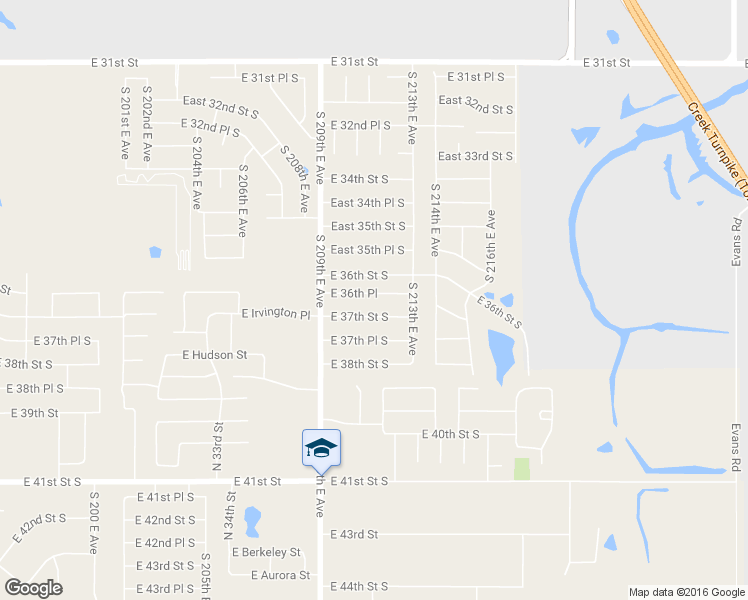 map of restaurants, bars, coffee shops, grocery stores, and more near 20952 East 36th Place South in Broken Arrow