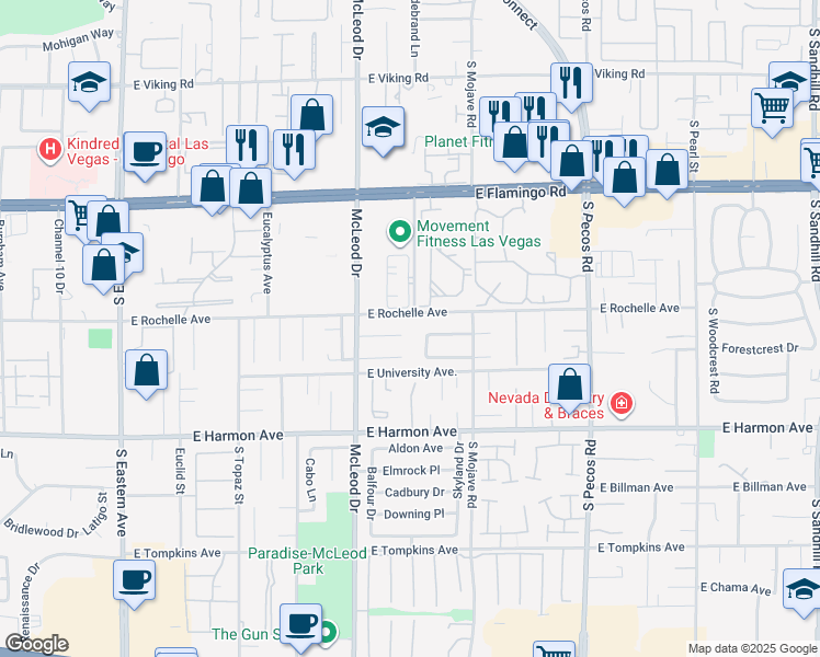 map of restaurants, bars, coffee shops, grocery stores, and more near 3096 Zane Circle in Las Vegas