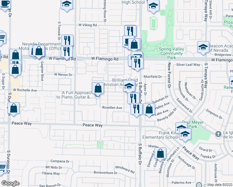 map of restaurants, bars, coffee shops, grocery stores, and more near 7943 West Rochelle Avenue in Las Vegas