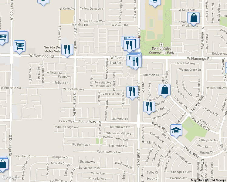 map of restaurants, bars, coffee shops, grocery stores, and more near 7960 West Rochelle Avenue in Las Vegas