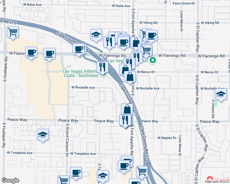 map of restaurants, bars, coffee shops, grocery stores, and more near 4306 Woodwell Street in Las Vegas