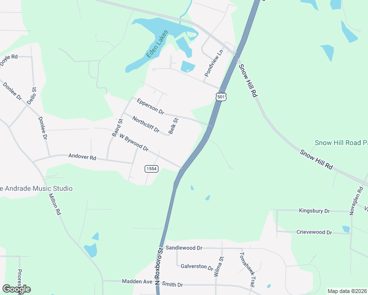 map of restaurants, bars, coffee shops, grocery stores, and more near 6119 North Roxboro Street in Durham