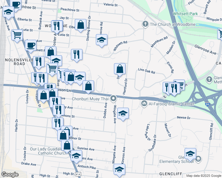 map of restaurants, bars, coffee shops, grocery stores, and more near 106 Prescott Place in Nashville