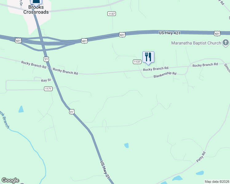 map of restaurants, bars, coffee shops, grocery stores, and more near 1227 Dot's Trails in Hamptonville