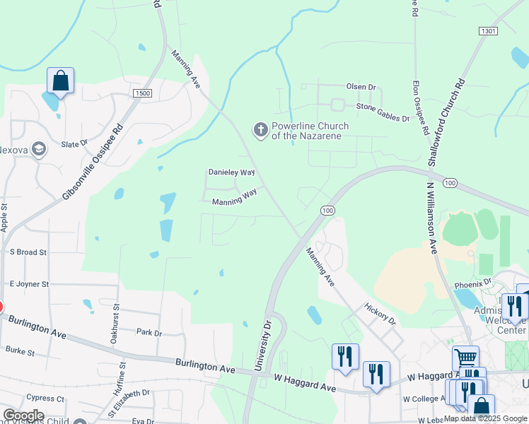 map of restaurants, bars, coffee shops, grocery stores, and more near 1069 Elon Crossing Drive in Elon