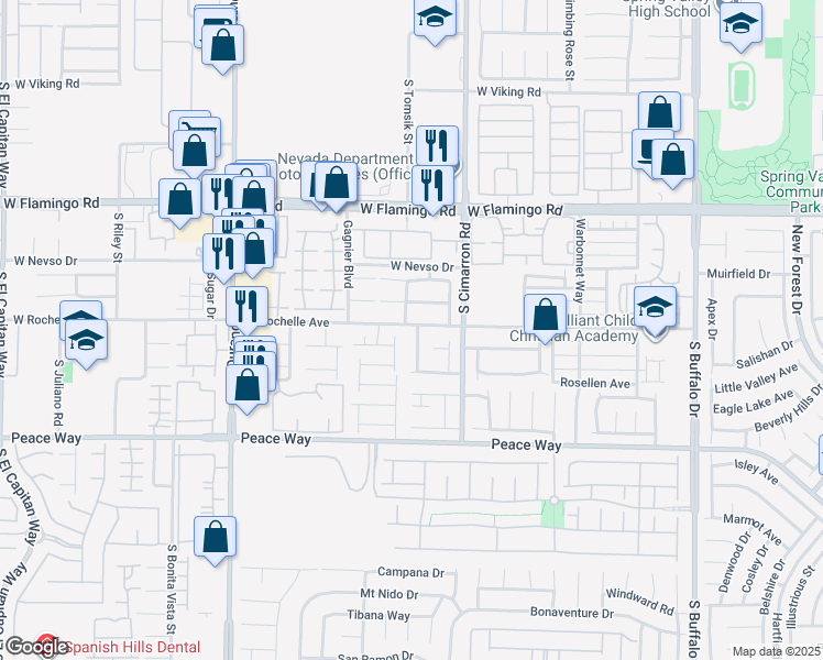 map of restaurants, bars, coffee shops, grocery stores, and more near 4315 Cedar Knolls Drive in Las Vegas