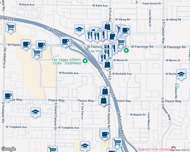 map of restaurants, bars, coffee shops, grocery stores, and more near 4306 Woodwell Street in Las Vegas