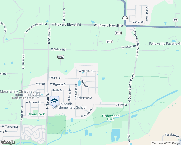 map of restaurants, bars, coffee shops, grocery stores, and more near 2899 West Marble Drive in Fayetteville