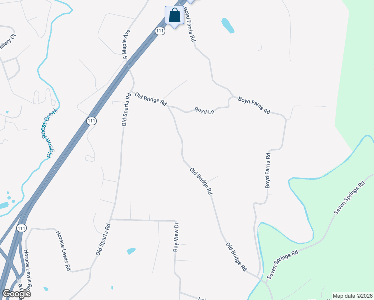 map of restaurants, bars, coffee shops, grocery stores, and more near 3790 Old Bridge Road in Cookeville
