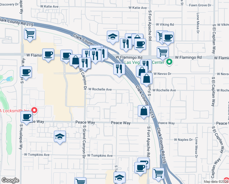 map of restaurants, bars, coffee shops, grocery stores, and more near 9616 Meridian Park Avenue in Las Vegas