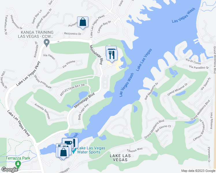 map of restaurants, bars, coffee shops, grocery stores, and more near 8 Via Verso Lago in Henderson