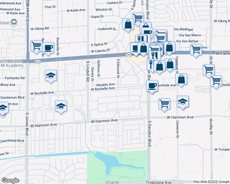 map of restaurants, bars, coffee shops, grocery stores, and more near 5152 River Glen Drive in Las Vegas
