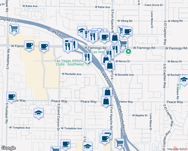 map of restaurants, bars, coffee shops, grocery stores, and more near 9554 Meridian Park Avenue in Las Vegas