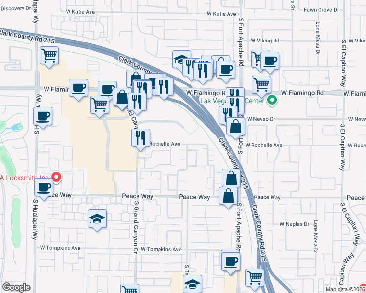 map of restaurants, bars, coffee shops, grocery stores, and more near 9616 Meridian Park Avenue in Las Vegas