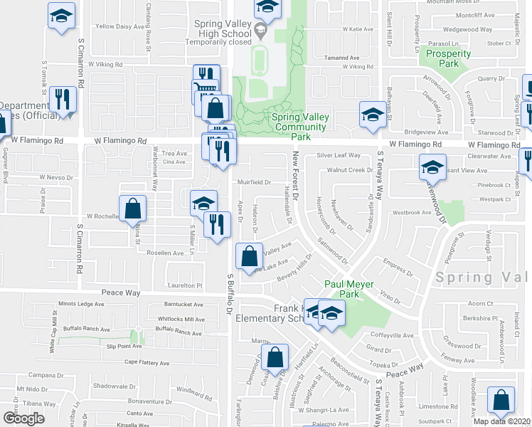 map of restaurants, bars, coffee shops, grocery stores, and more near 4311 Boca Lago Circle in Las Vegas