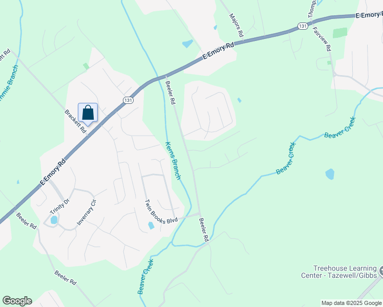 map of restaurants, bars, coffee shops, grocery stores, and more near 6848 Beeler Road in Knoxville