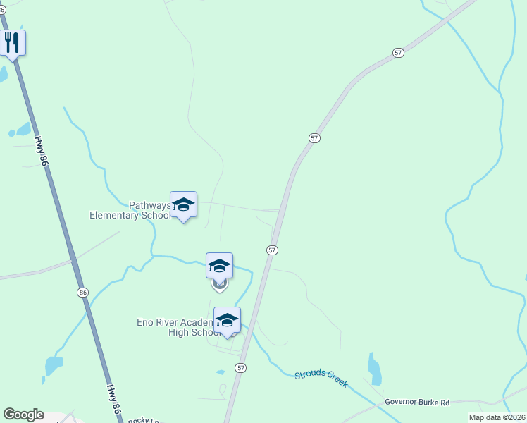 map of restaurants, bars, coffee shops, grocery stores, and more near 431 Strouds Creek Road in Hillsborough