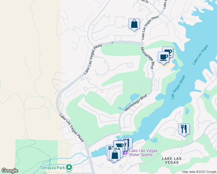 map of restaurants, bars, coffee shops, grocery stores, and more near 80 Strada Principale in Henderson