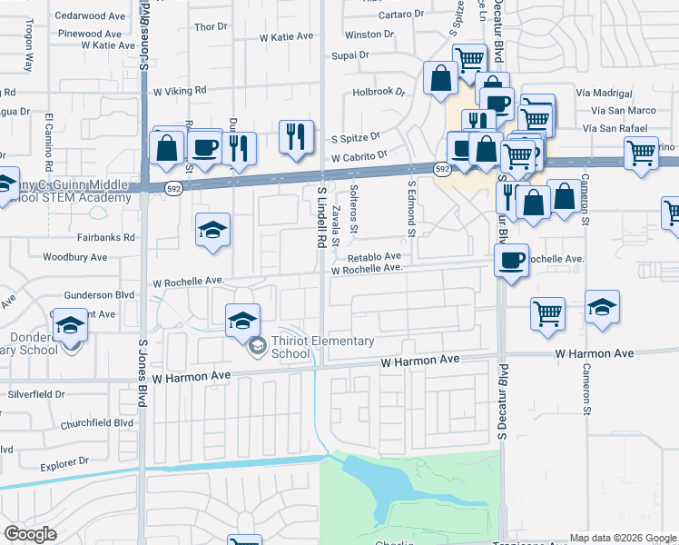 map of restaurants, bars, coffee shops, grocery stores, and more near 5332 River Glen Drive in Las Vegas
