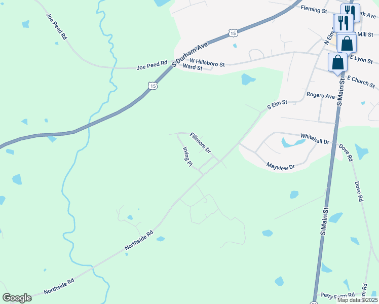 map of restaurants, bars, coffee shops, grocery stores, and more near 1616 Irving Place in Creedmoor