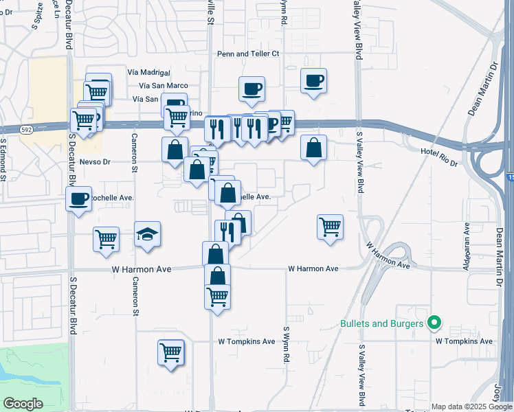 map of restaurants, bars, coffee shops, grocery stores, and more near 4205-4399 W Rochelle Ave in Las Vegas
