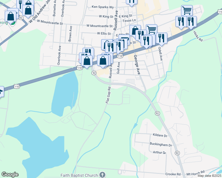 map of restaurants, bars, coffee shops, grocery stores, and more near Bible Drive in Jefferson City